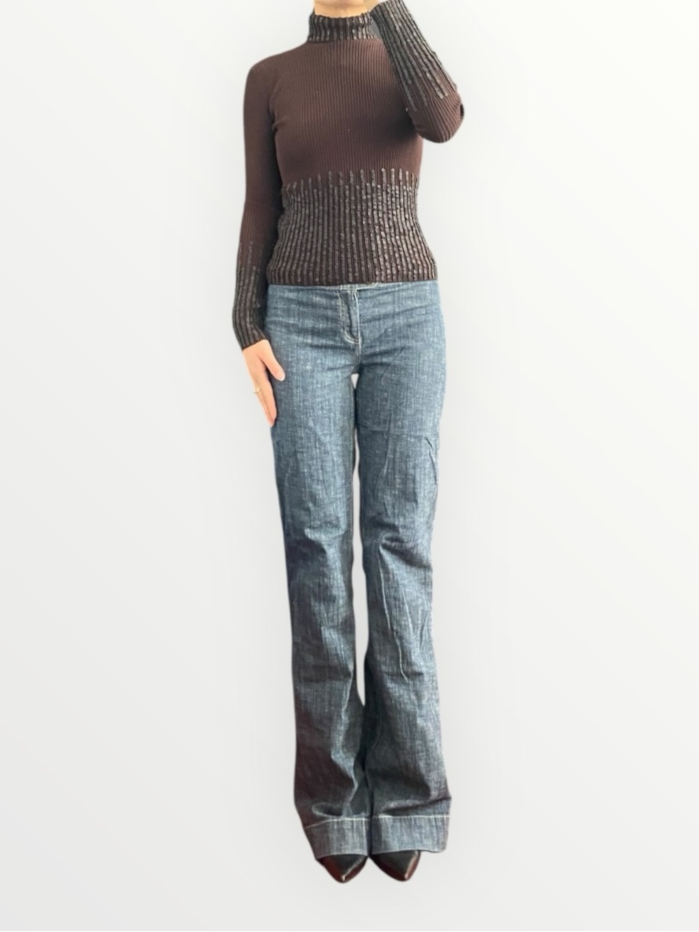 Vintage Cache Brown Turtleneck Top Size M